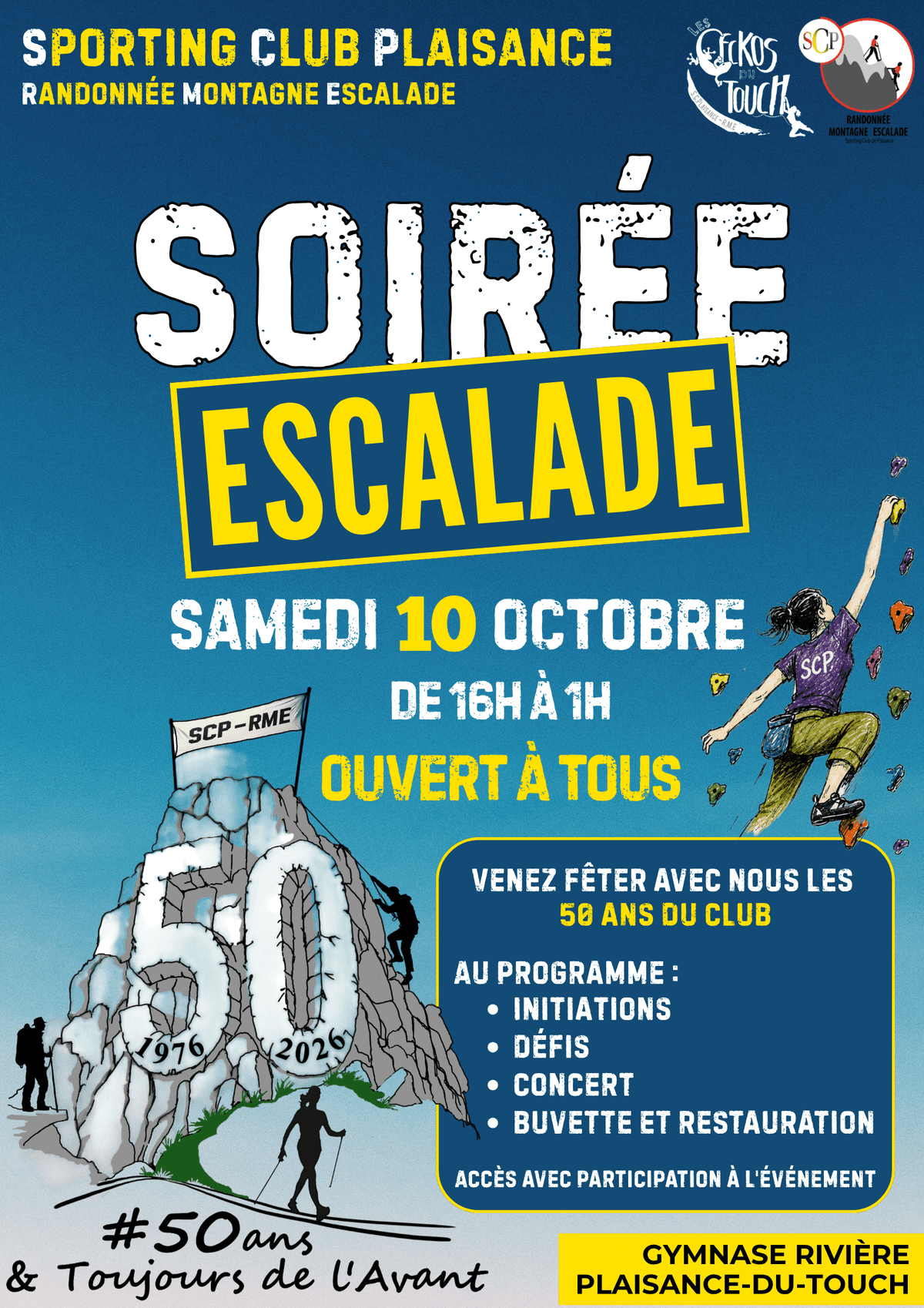 Illustration de l'événement : LE SPORTING CLUB PLAISANCE RANDONNÉE MONTAGNE ESCALADE FÊTE SES 50 ANS