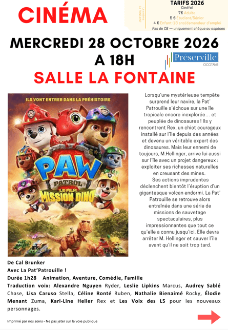 Illustration de l'événement : CINEMA : PAT'PATROUILLE MISSION DINO