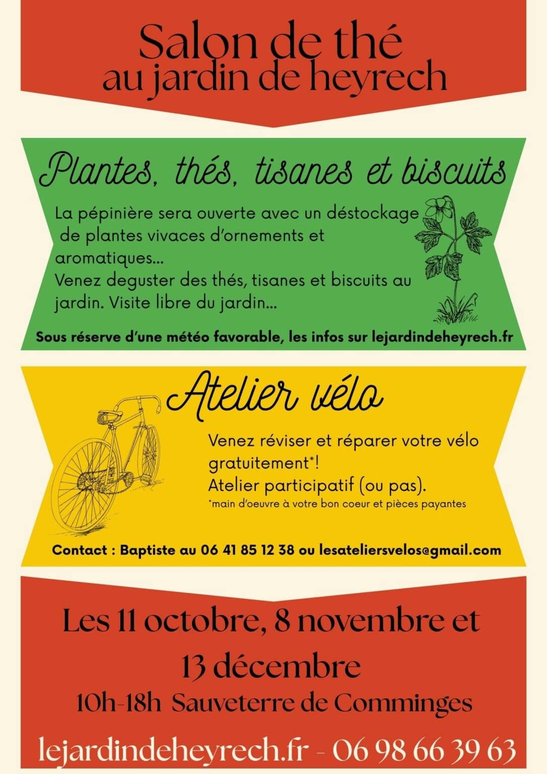 Illustration de l'événement : SALON DE THÉ ET ATELIER VÉLO AU JARDIN DE HEYRECH