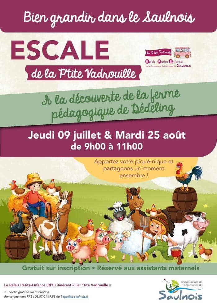 Illustration de l'événement : Escale de la P'tite Vadrouille : Sortie à la ferme pédagogique de Dédeling !