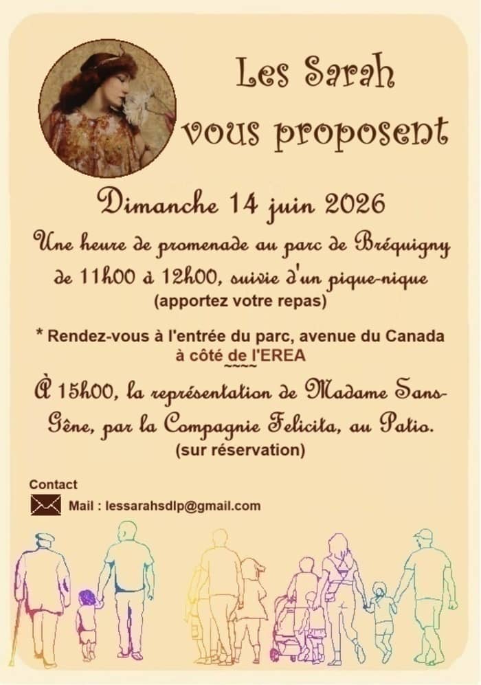 Illustration de l'événement : 🍃࿔*・༄°🍃 La balade des Sarah au parc de Bréquigny 🍃࿔*・༄°🍃