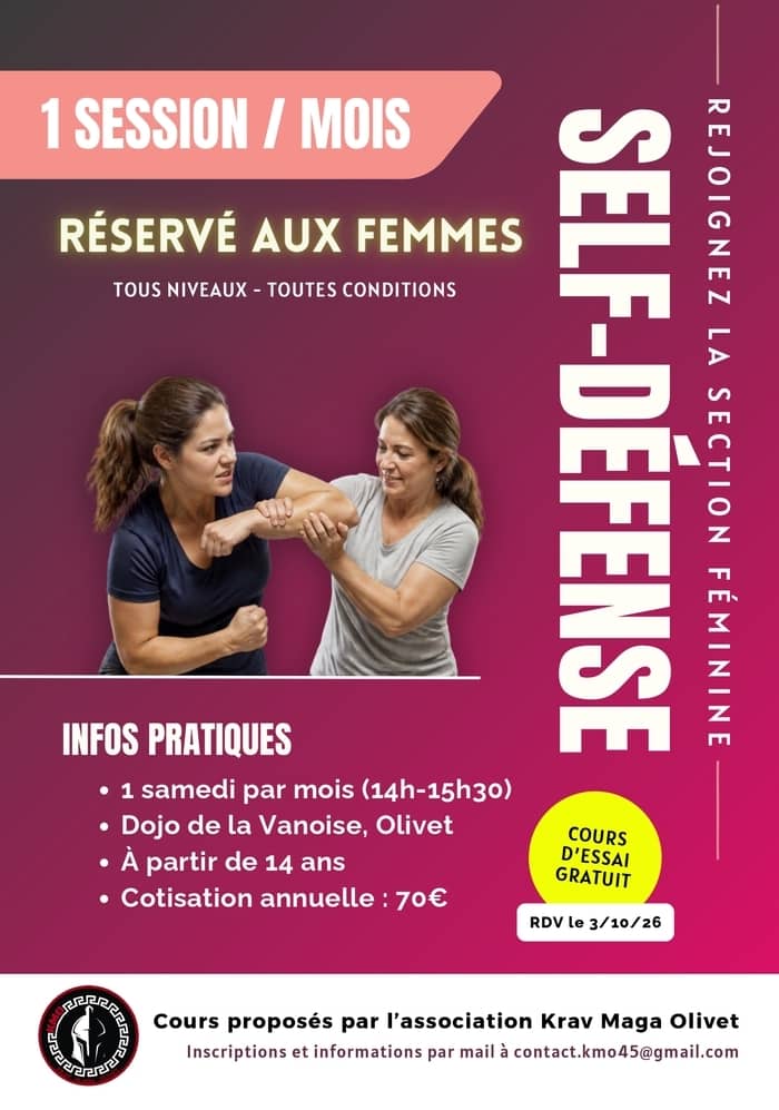 Illustration de l'événement : Cours d'essai section femme Krav Maga Olivet
