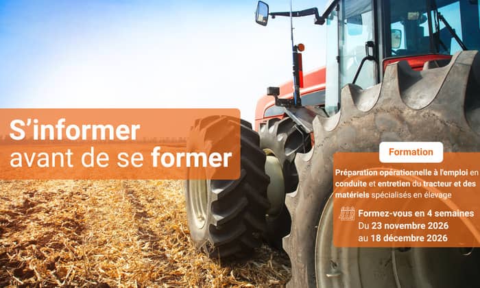 Illustration de l'événement : S'informer avant de se former - Parcours de compétences Conduite et entretien du tracteur et des matériels spécialisés en élevage (44)