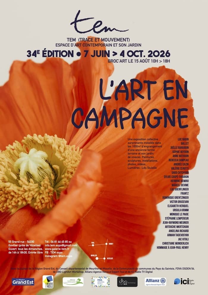 Illustration de l'événement : L'art en campagne : Visite d'une exposition collective d'art contemporain dans une ancienne ferme lorraine et son jardin