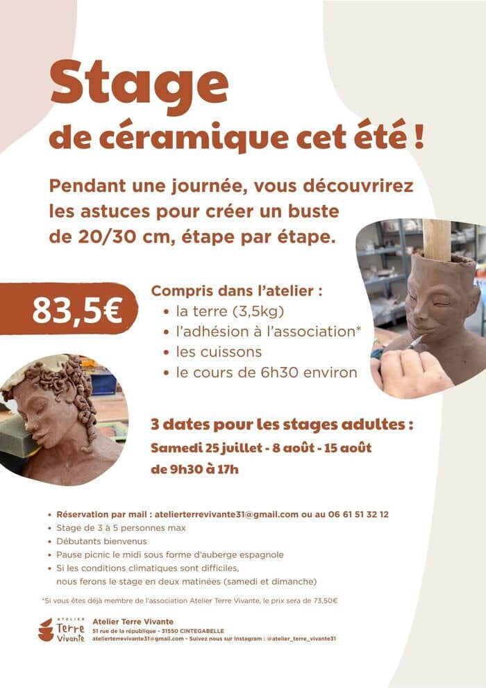 Illustration de l'événement : Stage de Céramique cet été à Cintegabelle