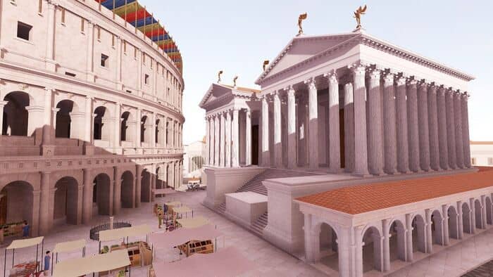 Illustration de l'événement : Visite couplée Exposition "Rome, du mythe au virtuel" au musée de Vieux-la-Romaine et Plan de Rome de l'Université de Caen