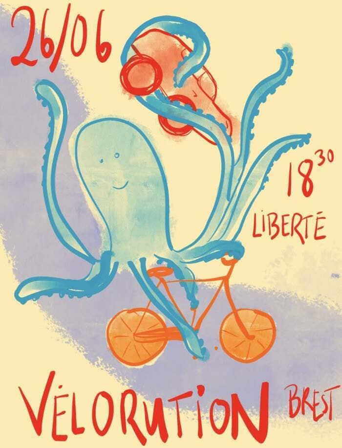 Illustration de l'événement : Vélorution mensuelle : RDV 18h30 Liberté Vendredi 26/06 !