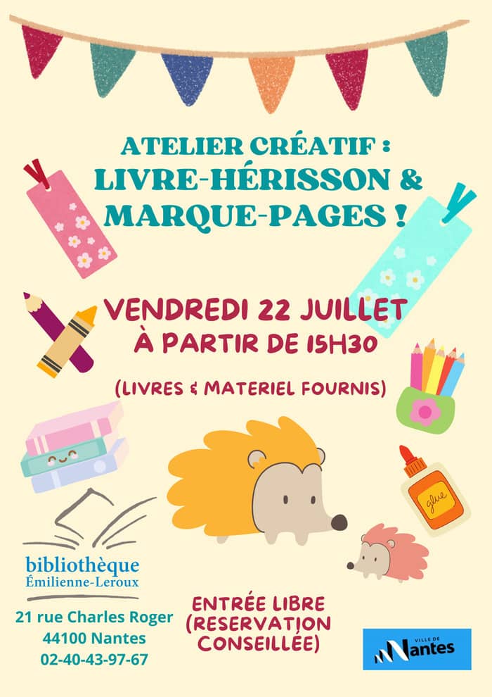 Illustration de l'événement : Atelier Créatif : Livre-hérisson & Marque-pages !