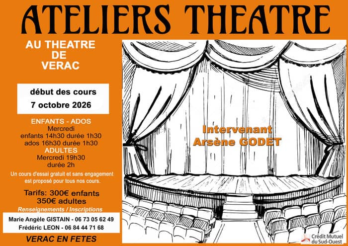 Illustration de l'événement : 🎭 ATELIERS THÉÂTRE 2026/2027 🎭