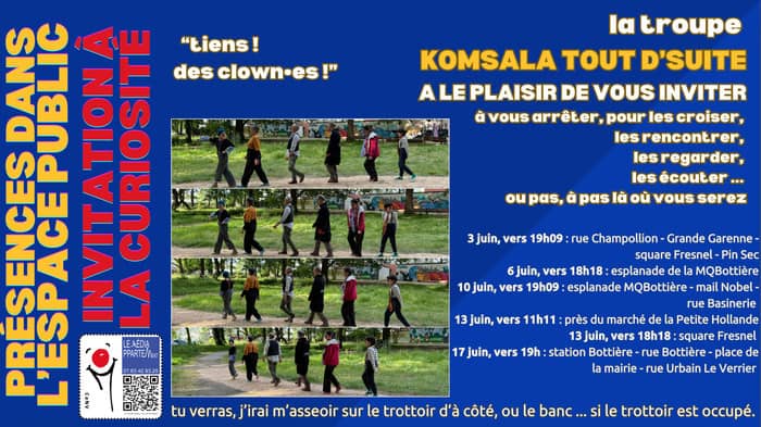 Illustration de l'événement : Tiens ! des clowns ! - La troupe Komsala Tout d'suite en balade