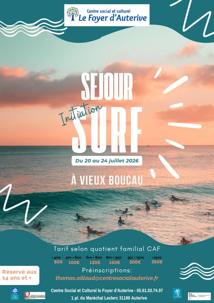 Illustration de l'événement : Séjour Initiation Surf pour les 14 ans et + avec le Foyer d'Auterive