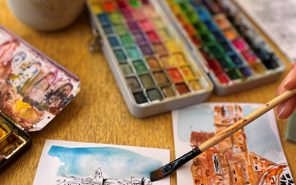 Illustration de l'événement : Atelier aquarelle - carnet de voyage avec l'artiste Elisabeth Ledoux