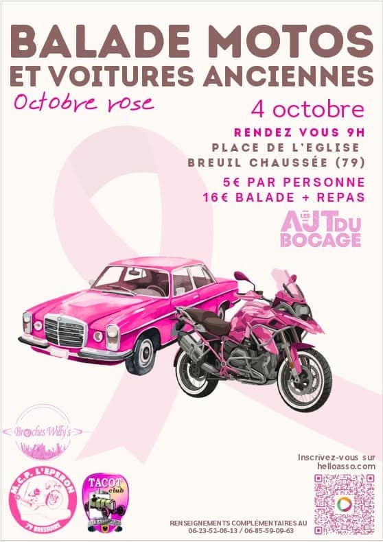 Illustration de l'événement : Octobre Rose - Balade motos et voitures anciennes