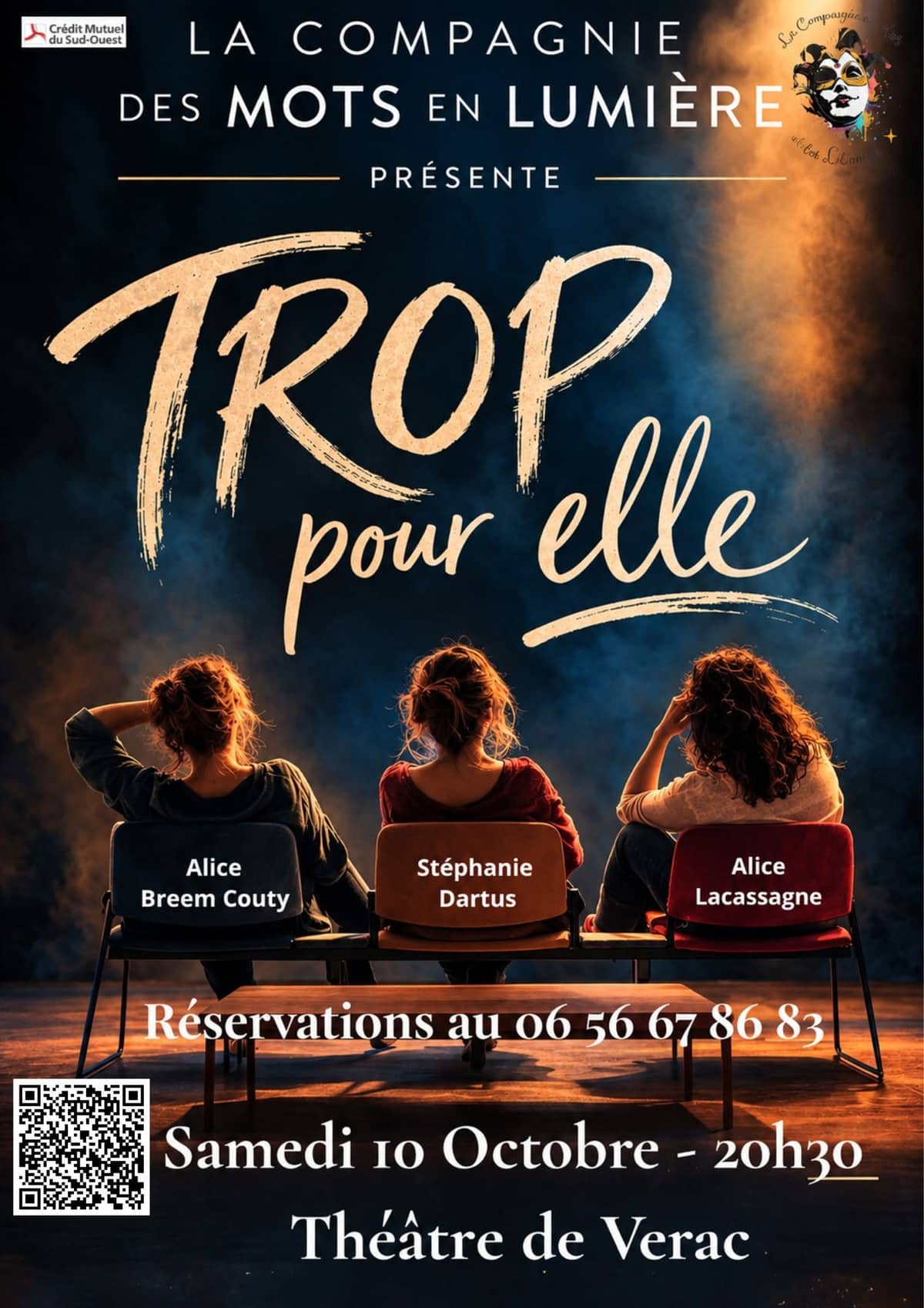 Illustration de l'événement : Théâtre de Vérac - "Trop pour elle" - La Compagnie des mots en Lumière