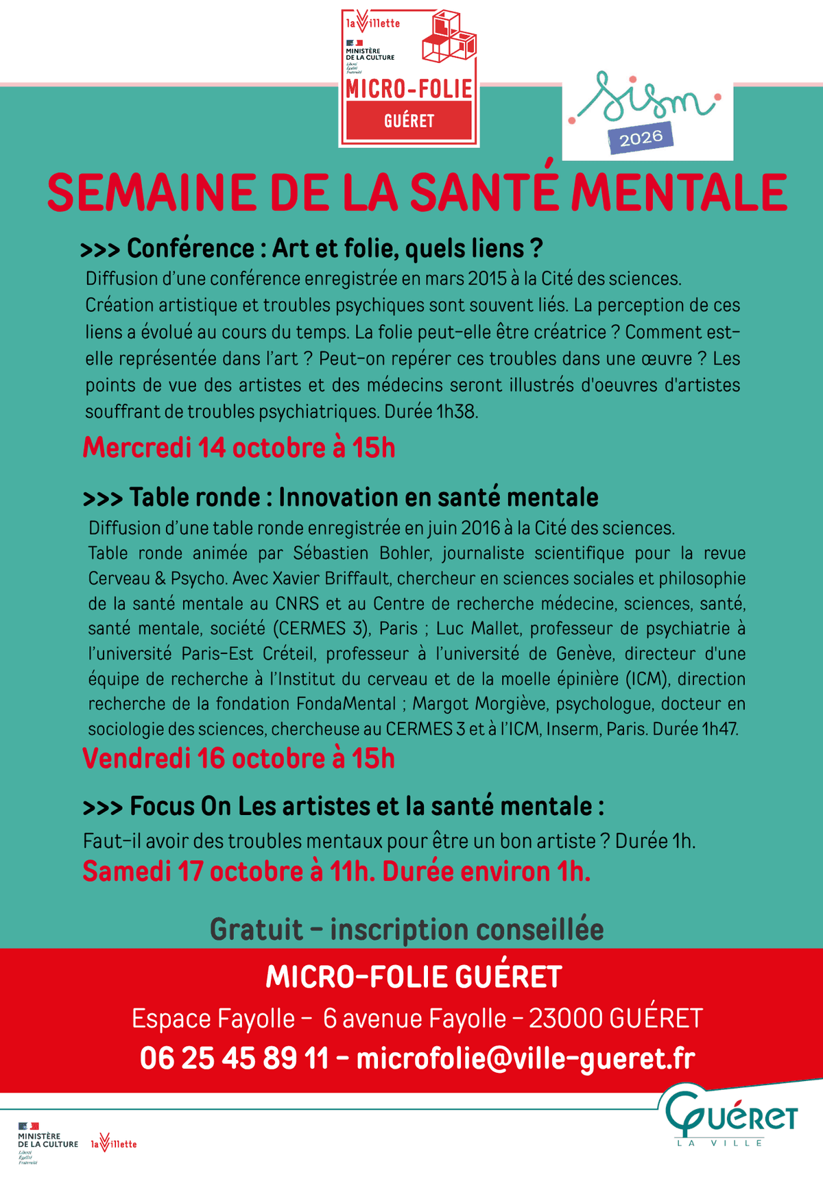 Illustration de l'événement : Semaine de la santé mentale : diffusion de la conférence Art et folie, quels liens ?