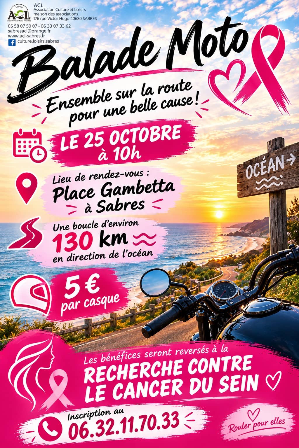 Illustration de l'événement : Sortie moto Octobre rose