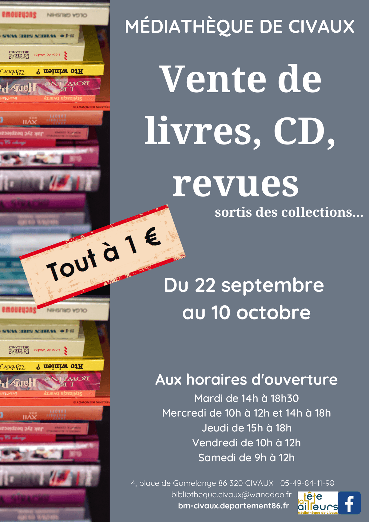 Illustration de l'événement : Vente de livres, Cd, revues sortis des collections