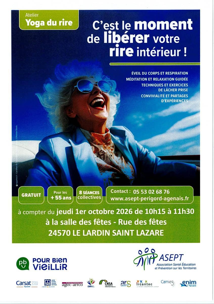 Illustration de l'événement : Atelier Yoga du rire au Lardin-Saint-Lazare : libérez votre rire intérieur !