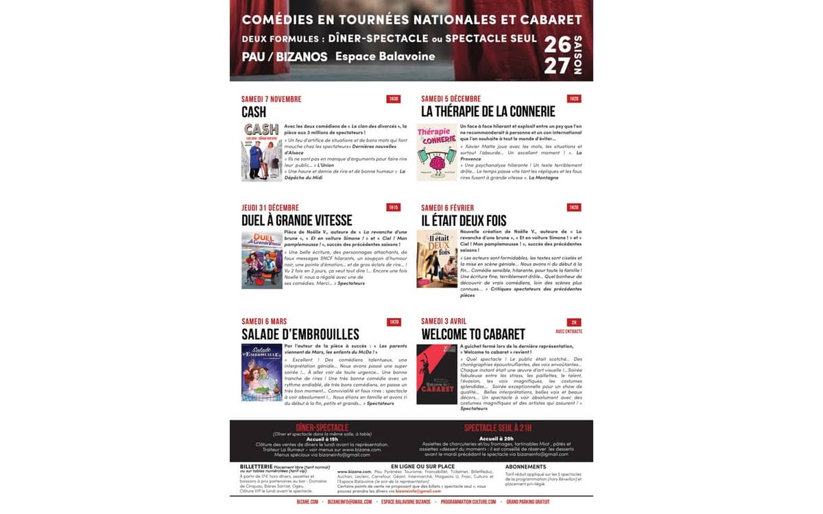 Illustration de l'événement : Programmation dîner et/ou spectacles 2026/2027 - Compagnie Bizane