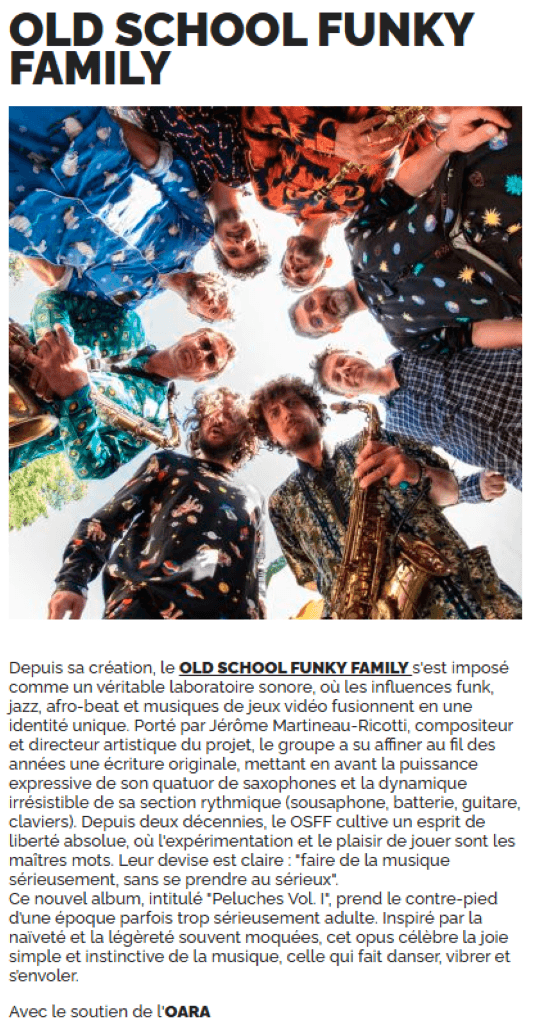 Illustration de l'événement : Concert à la mamisèle - Old School Funky Family
