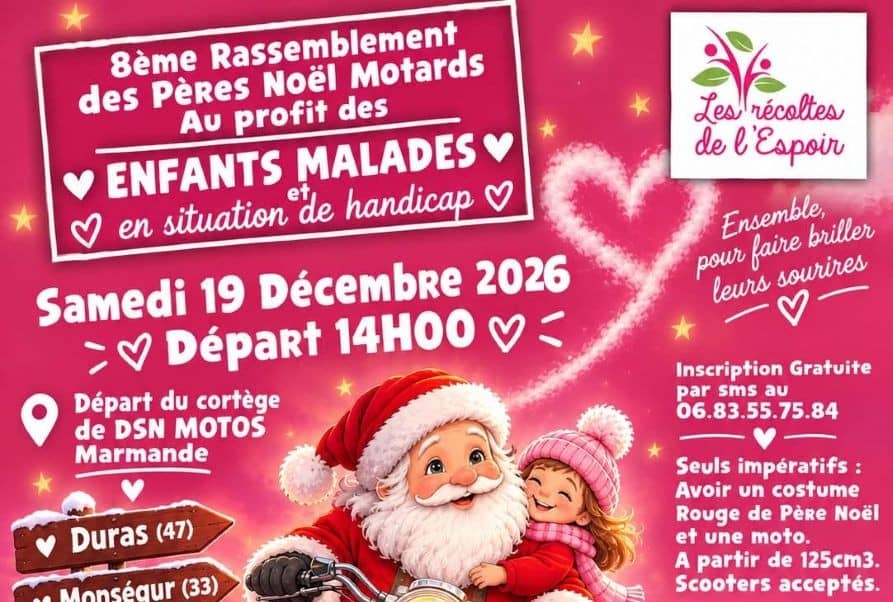 Illustration de l'événement : 8ème Rassemblement des Pères Noël Motards au profit des enfants malades