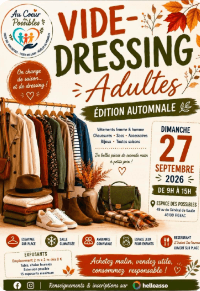 Illustration de l'événement : Vide-dressing adulte à l'Espace des Possibles Figeac