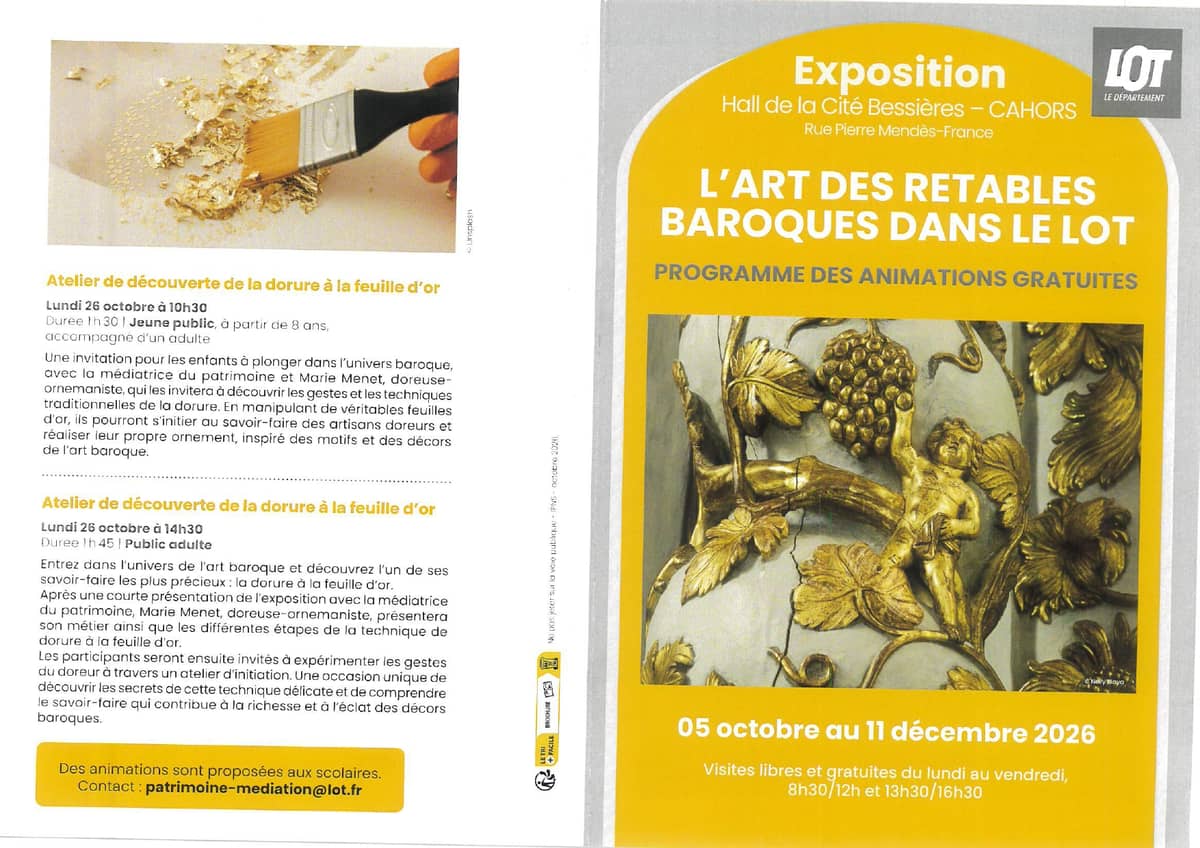 Illustration de l'événement : Animations dans le cadre de l'exposition « L’Art des retables baroques dans le Lot »