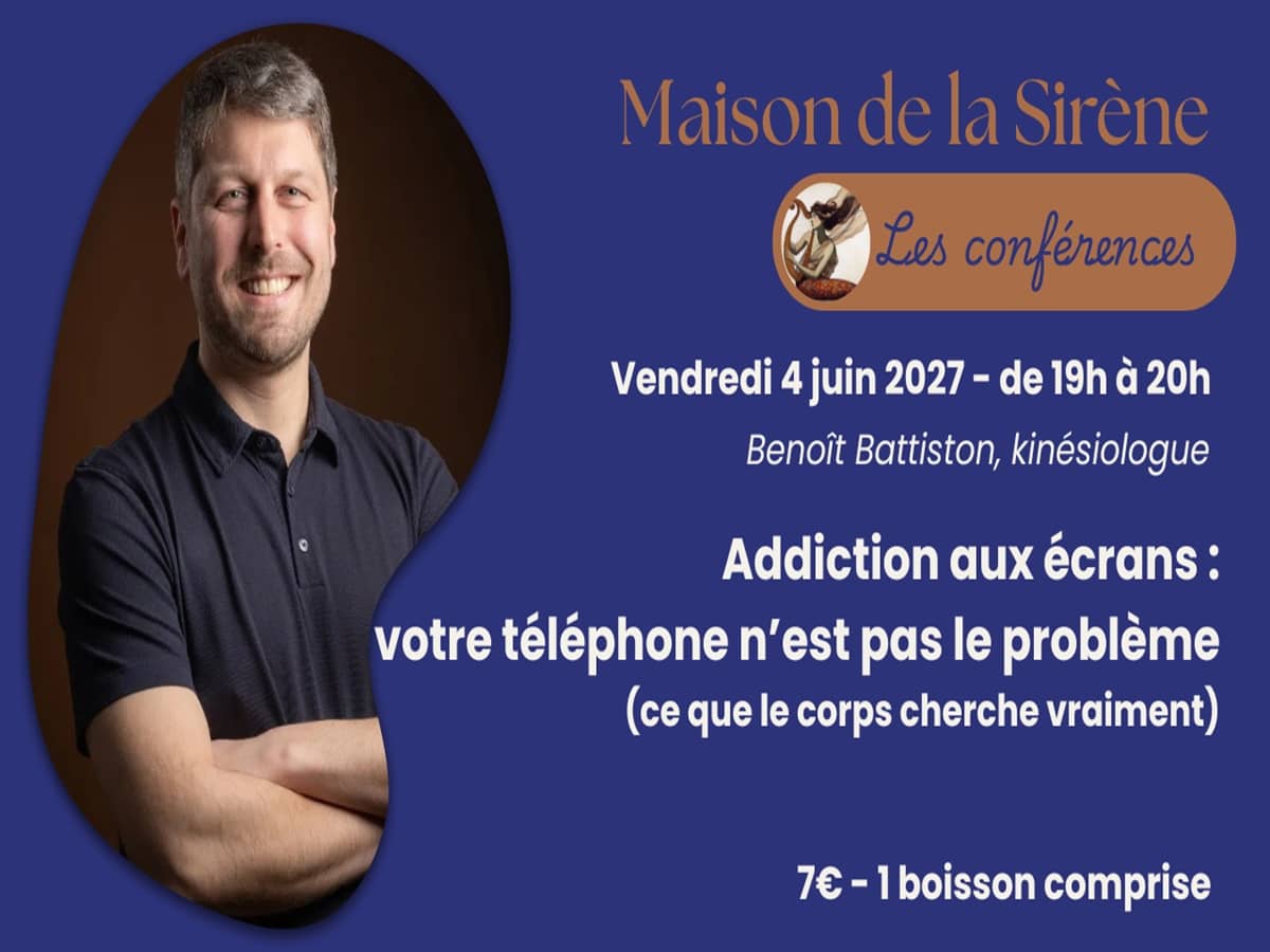 Illustration de l'événement : Conférence > Addiction aux écrans : votre téléphone n’est pas le problème (ce que le corps cherche vraiment)