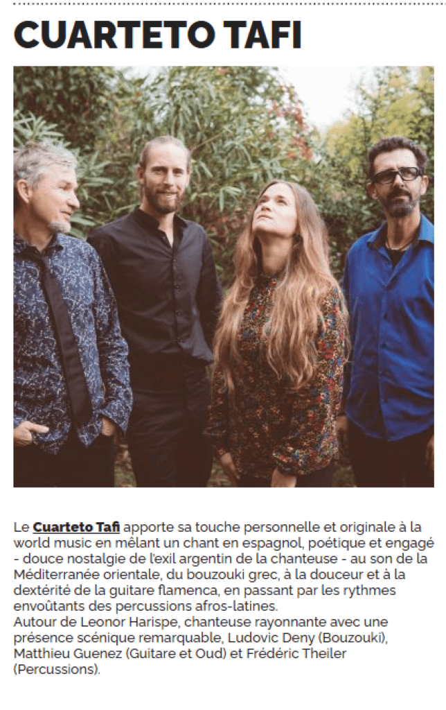 Illustration de l'événement : Concert à la mamisèle - Cuarteto Tafi
