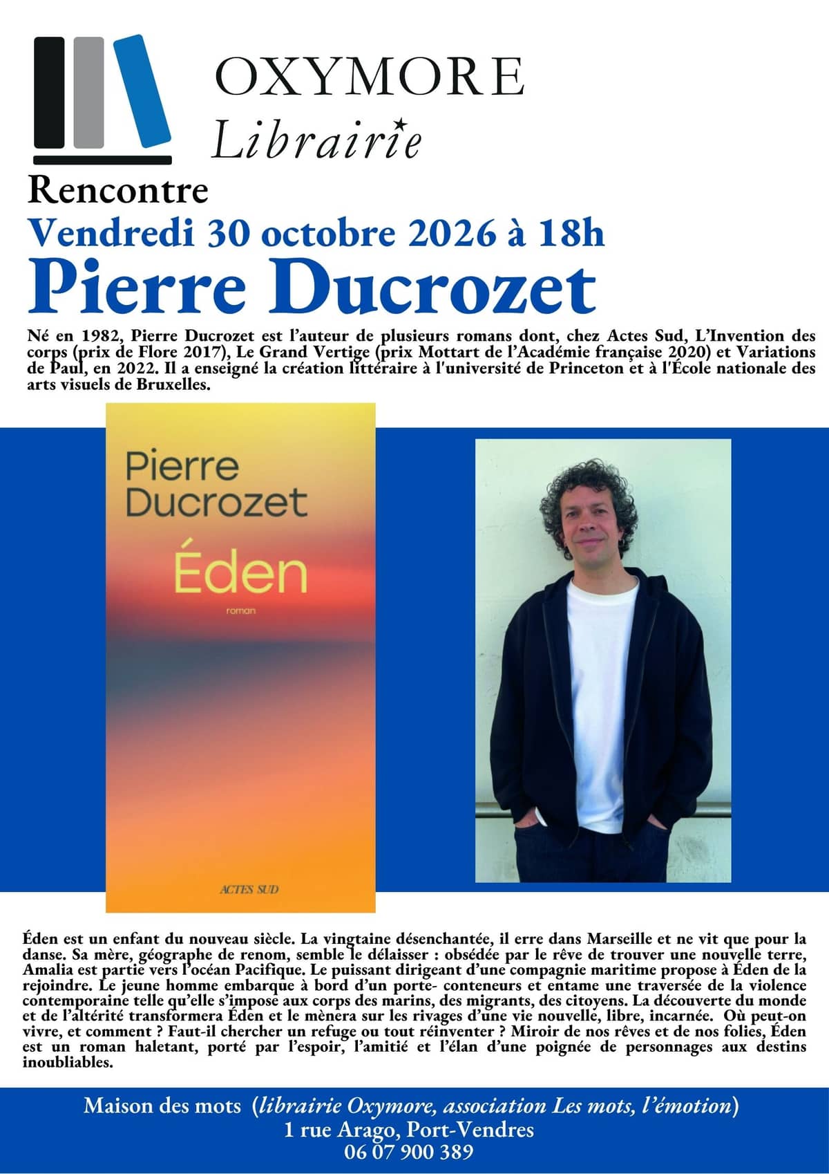 Illustration de l'événement : RENCONTRE LITTÉRAIRE AVEC PIERRE DUCROZET
