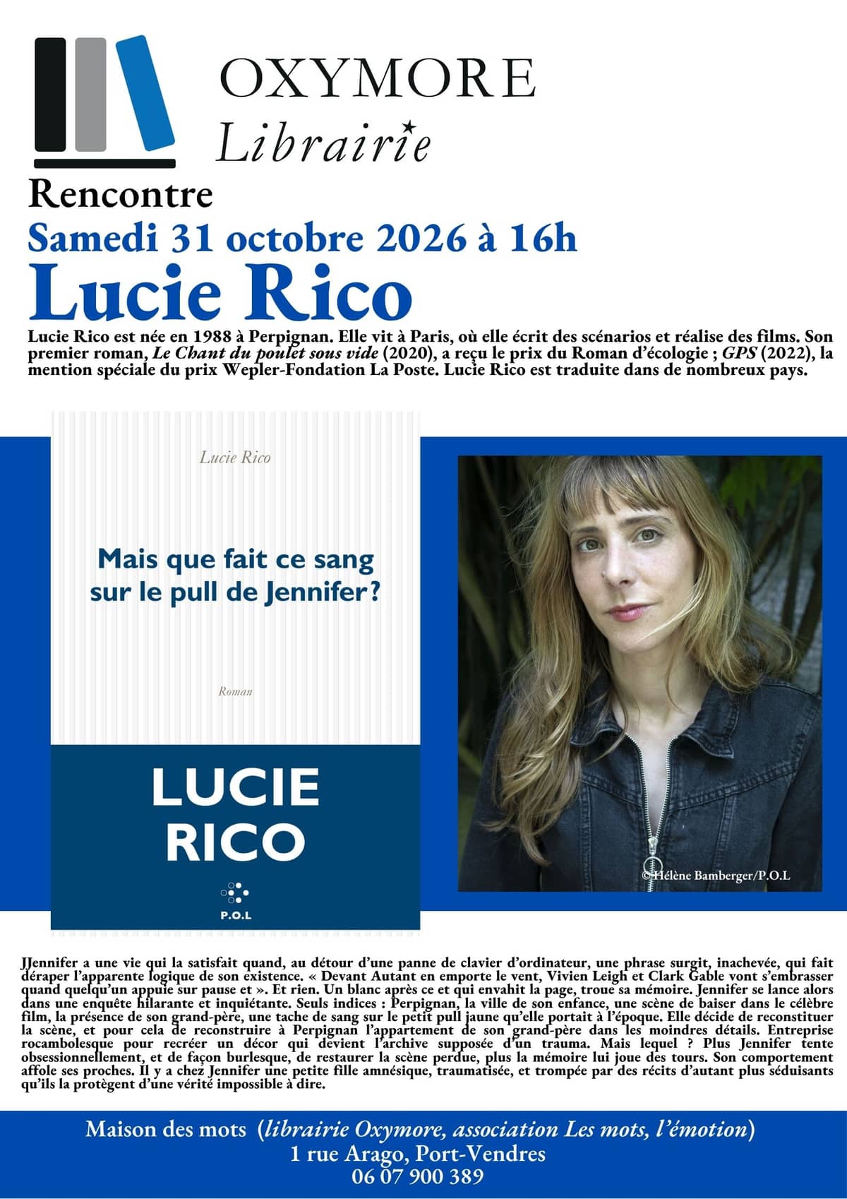 Illustration de l'événement : RENCONTRE LITTÉRAIRE AVEC LUCIE RICO
