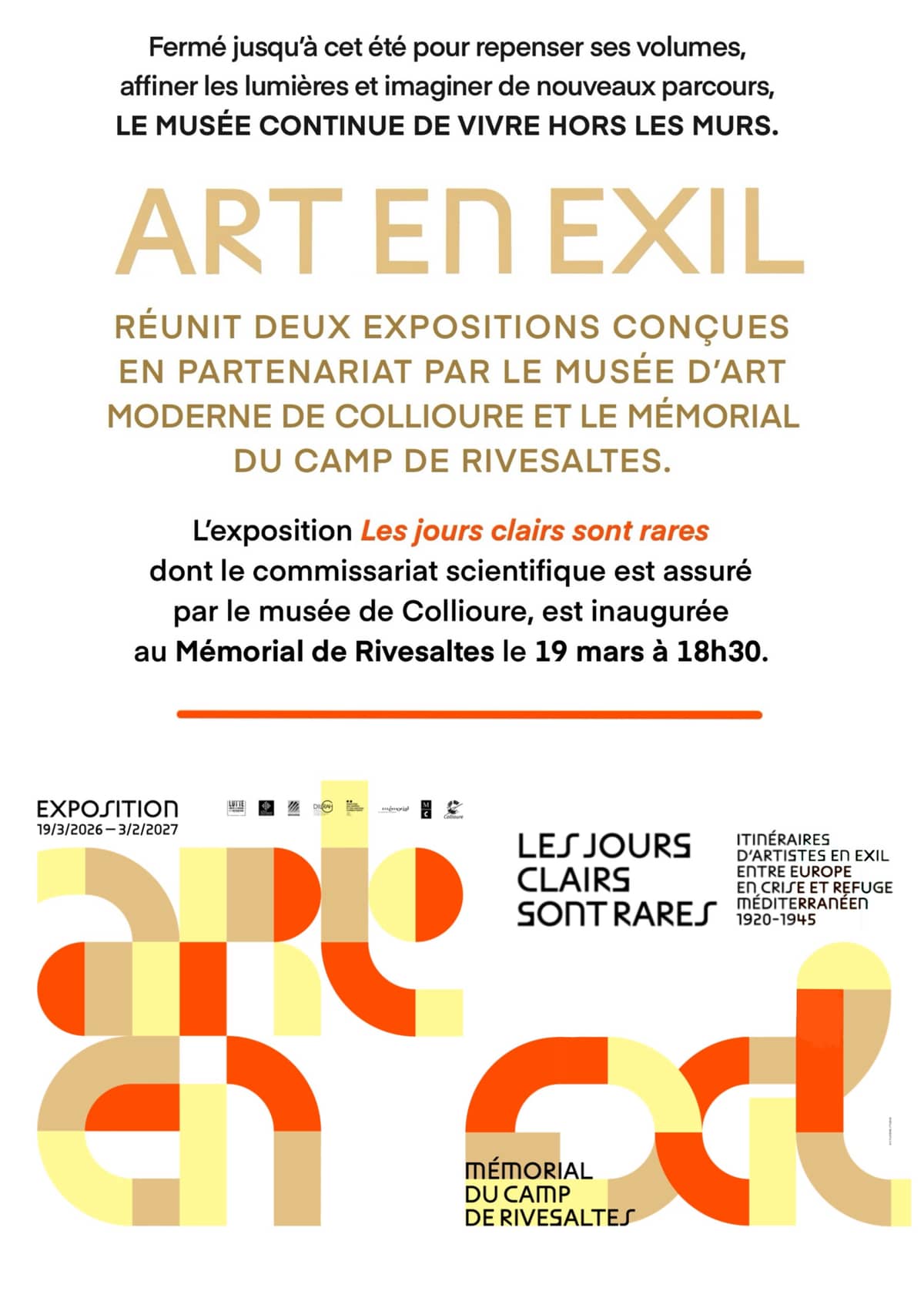Illustration de l'événement : EXPOSITION ART EN EXIL À RIVESALTES