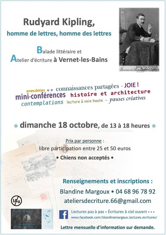 Illustration de l'événement : BALADE LITTERAIRE ET ATELIER D'ECRITURE : "RUDYARD KIPLING, HOMME DE LETTRES, HOMME DES LETTRES"