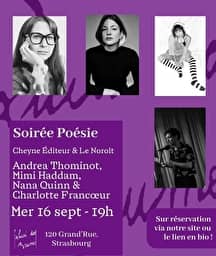 Illustration de l'événement : Soirée poétique avec les Éditions Du Noroît (Québec) et Cheyne éditeur