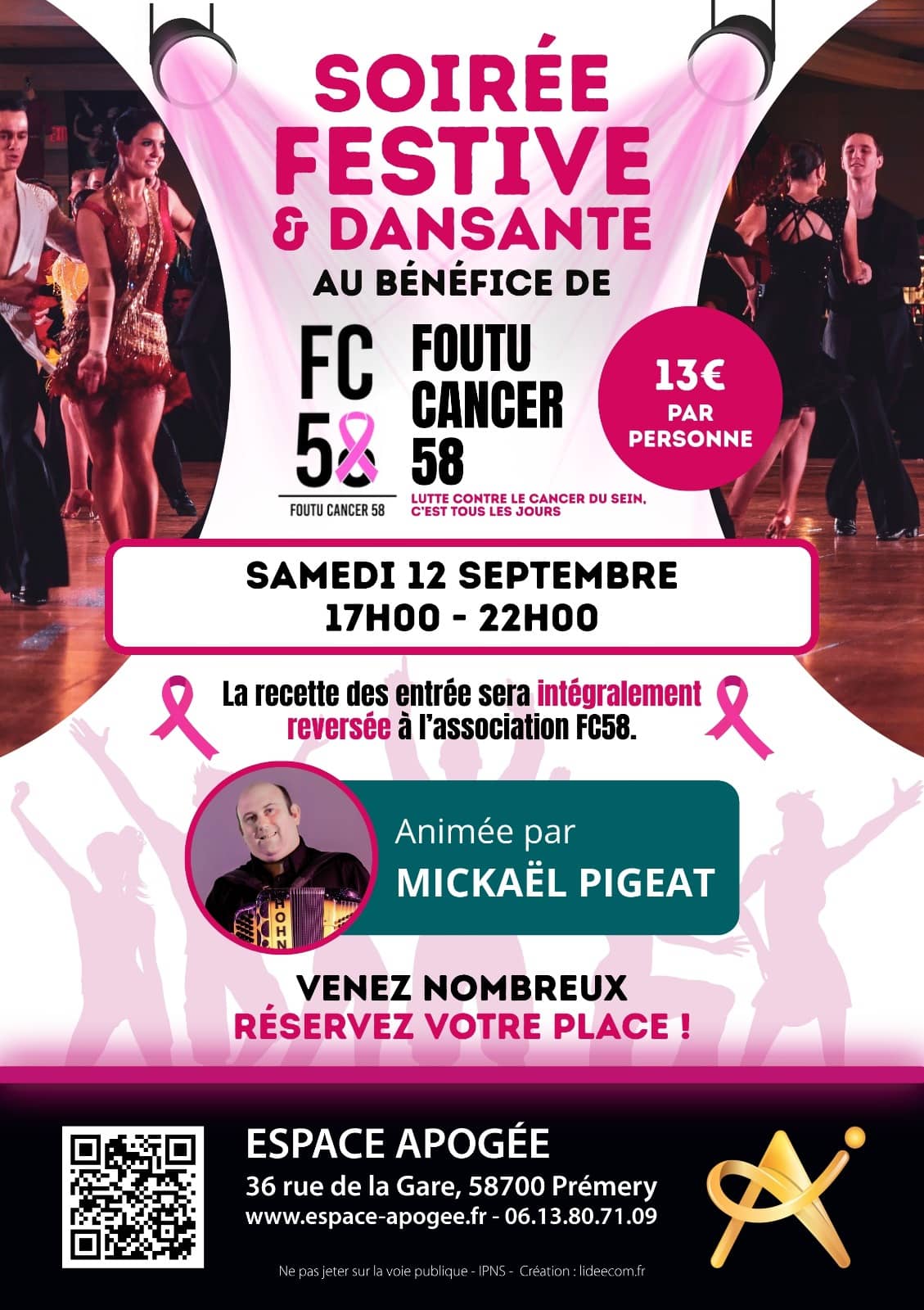 Illustration de l'événement : Soirée festive et dansante au bénéfice de "Foutu Cancer 58" - Octobre Rose