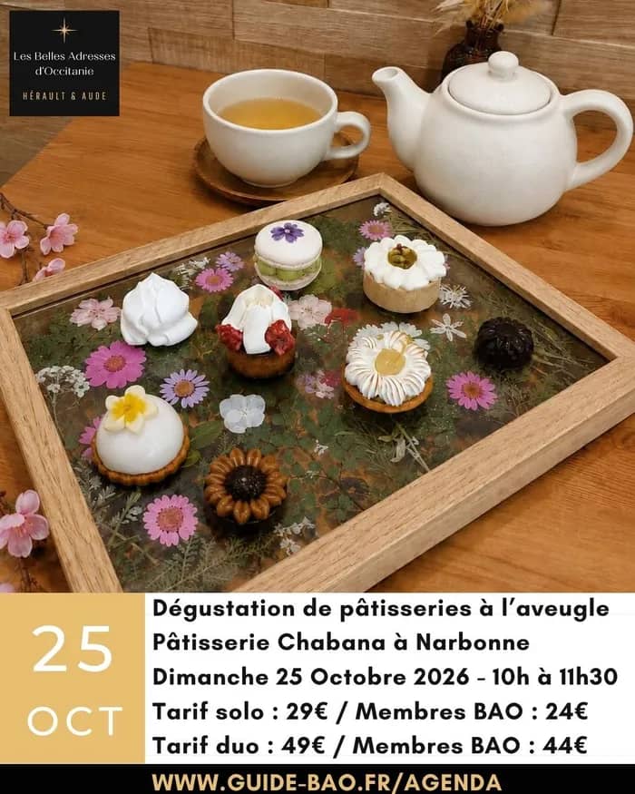 Illustration de l'événement : Dégustation de pâtisseries gastronomiques à l'aveugle / Chabana Narbonne
