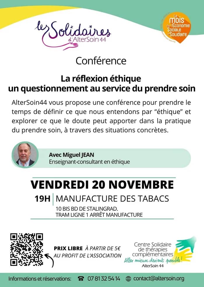 Illustration de l'événement : CONFÉRENCE: La réflexion éthique, un questionnement au service du prendre soin.