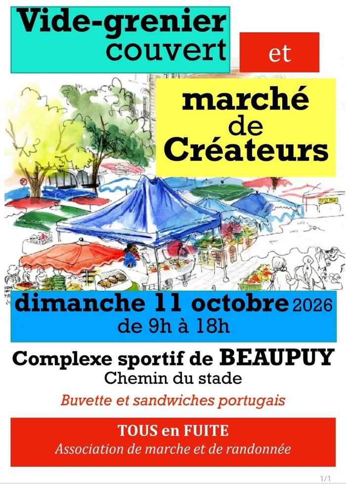 Illustration de l'événement : Vide-grenier couvert et marché de créateurs - Dimanche 11 octobre