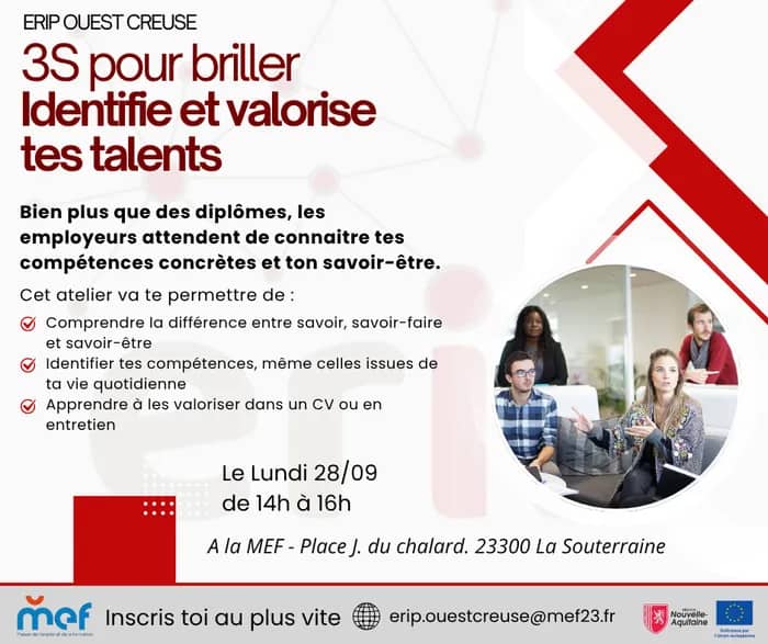 Illustration de l'événement : 3 S pour briller : identifie et valorise tes talents