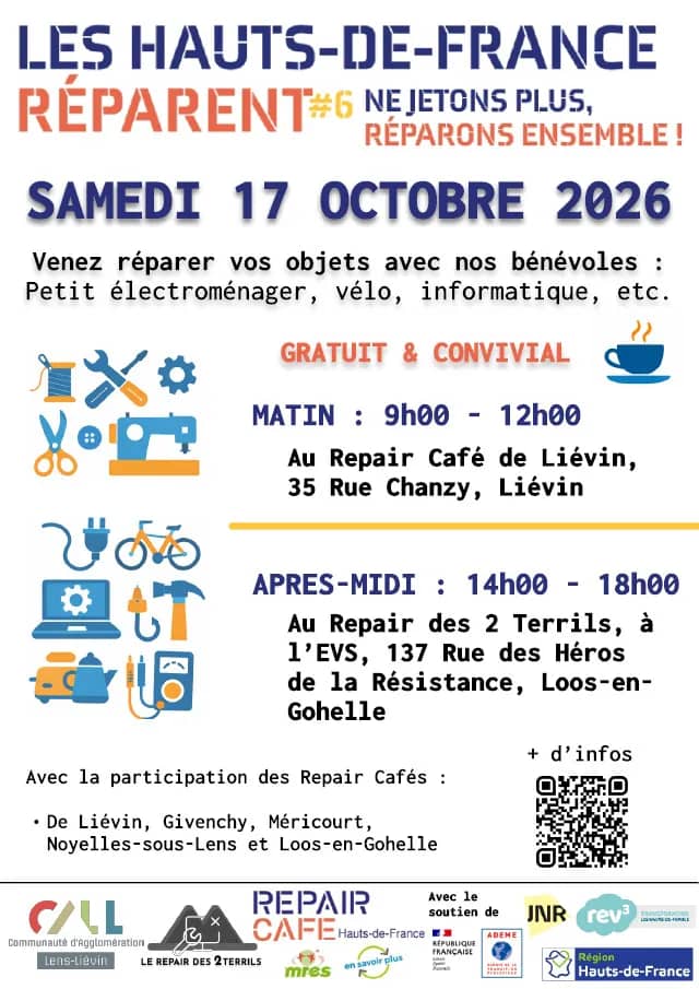 Illustration de l'événement : Les Hauts-de-France réparent - Regroupement de Repair Café sur Liévin et Loos-en-Gohelle !