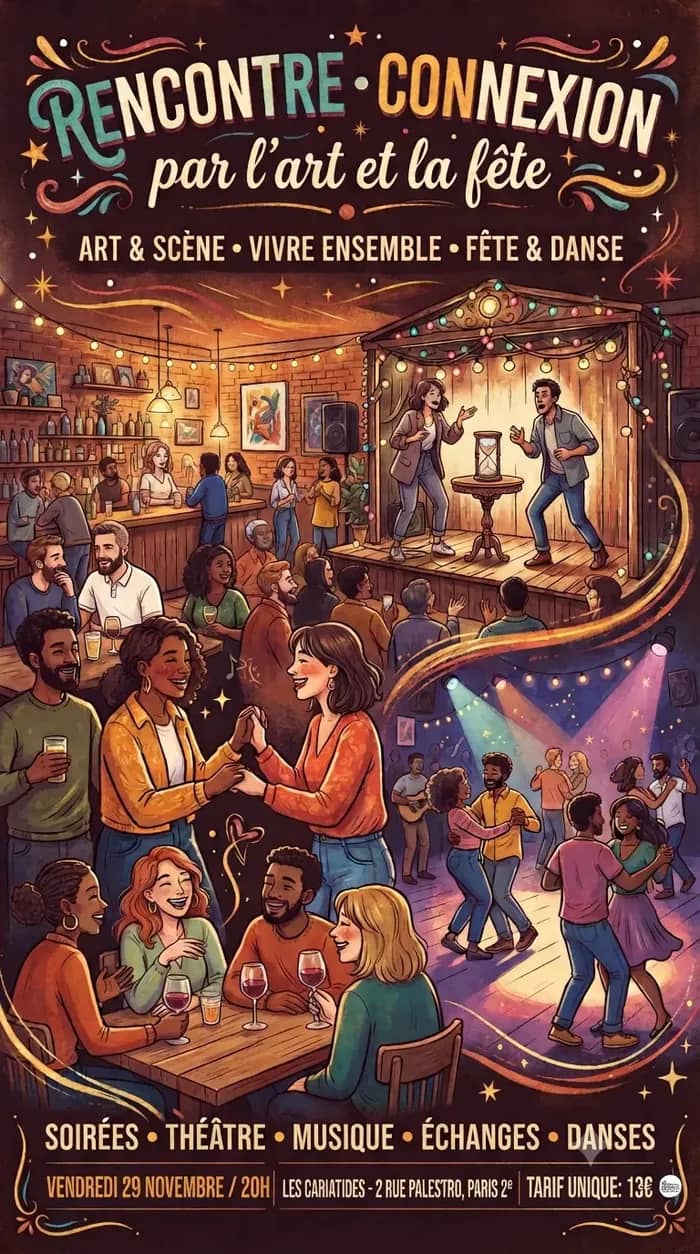 Illustration de l'événement : Soirée animations avec Amélie et Tibo aux Cariatides Paris