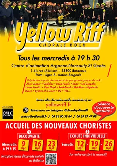 Illustration de l'événement : Chorale rock YELLOW RIFF : séances découverte gratuites
