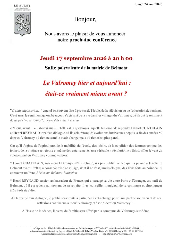Illustration de l'événement : [CONFÉRENCE] Le Valromey hier et aujourd'hui : était-ce vraiment mieux avant ?
