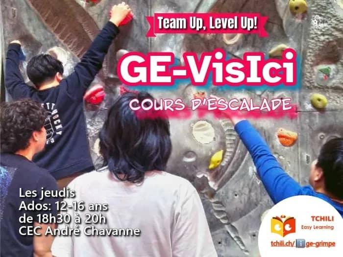 Illustration de l'événement : Cours hebdomadaire d’escalade GE-visIci pour Ados- 1er semestre 2026-2027