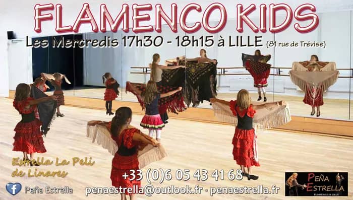 Illustration de l'événement : Flamenco kids - Cours de danse Flamenco pour enfants - Peña Estrella Flamenco à Lille