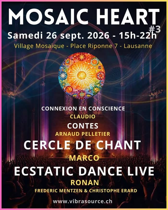Illustration de l'événement : CONTES SPIRITUELS + ECSTATIC DANSE + CERCLE DE CHANT = MOSAIC HEART LAUSANNE