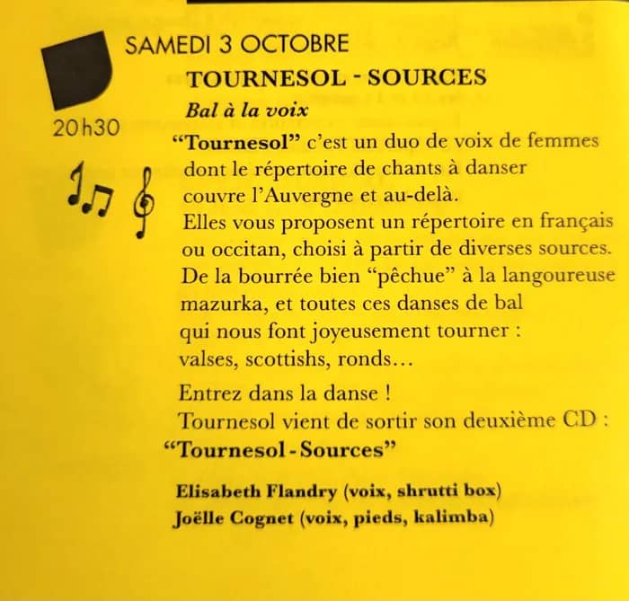 Illustration de l'événement : Tournesol - Sources Bal à la voix