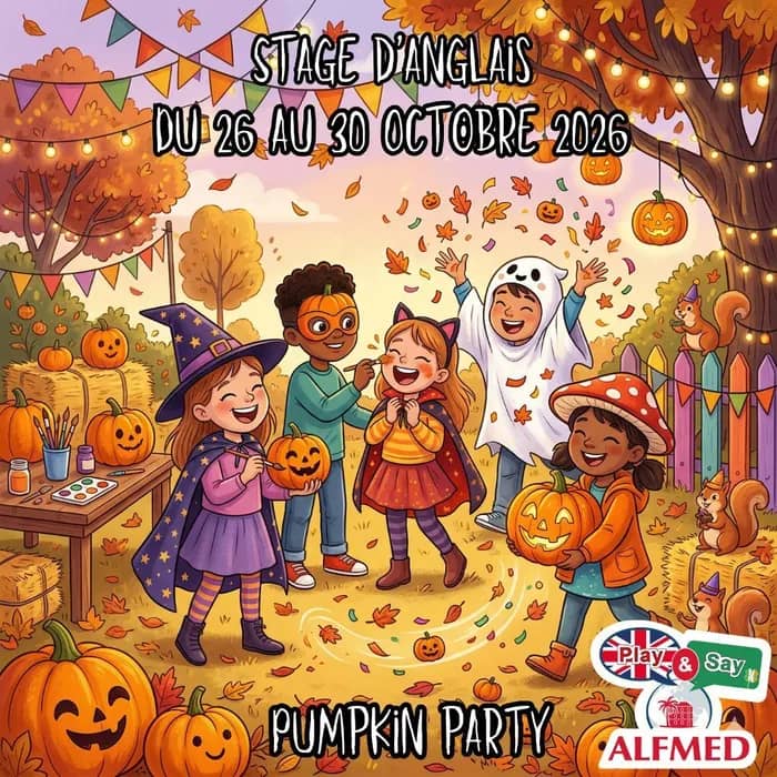 Illustration de l'événement : Stage d'anglais PLAY & SAY (6-11 ans) - Pumpkin Party