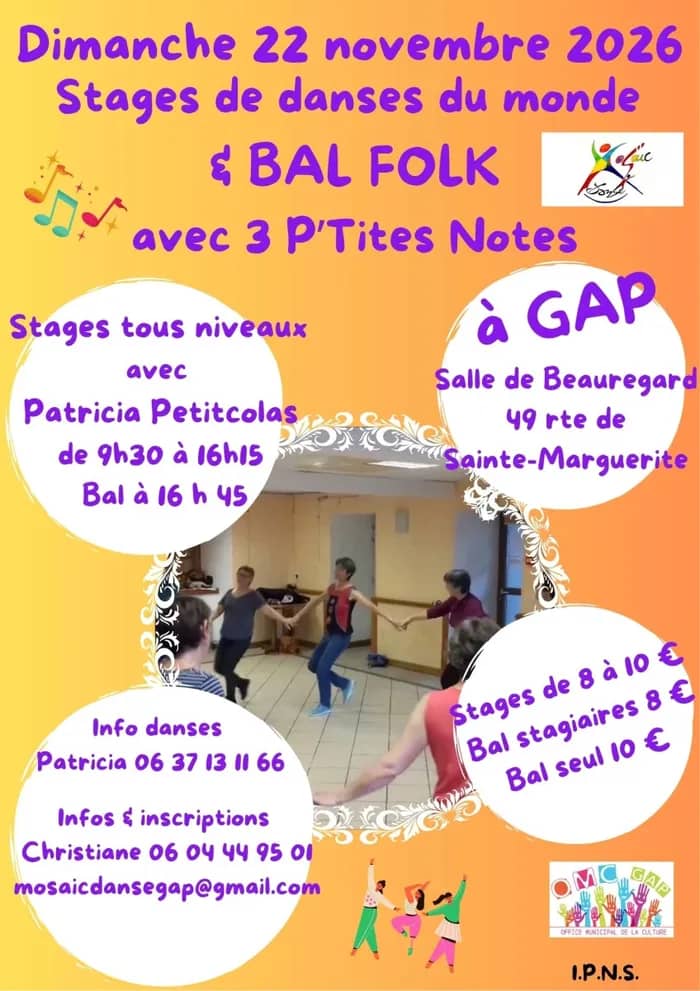 Illustration de l'événement : Stage de danses du monde et bal avec 3 Ptites Notes