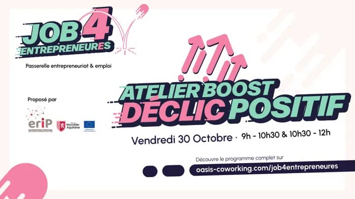 Illustration de l'événement : Atelier boost | Déclic positif - JOB4ENTREPRENEURES
